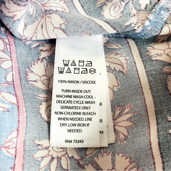 Lucky Brand Boho Floral V-Neck Gather Waist Maxi Dress Size 1X - Picture 7 of 7